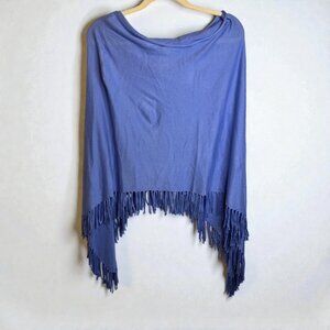Chico's Poncho‎ Women's One Size Fringe Casual Office Blue Purple Chicos OS